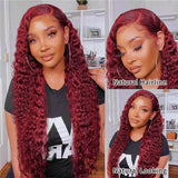 Curly Burgundy 13x6 HD Lace Frontal Wig Human