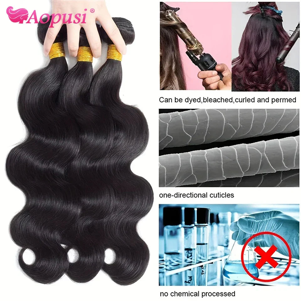 Aopusi Body Wave Bundles Human Hair Brazilian Human