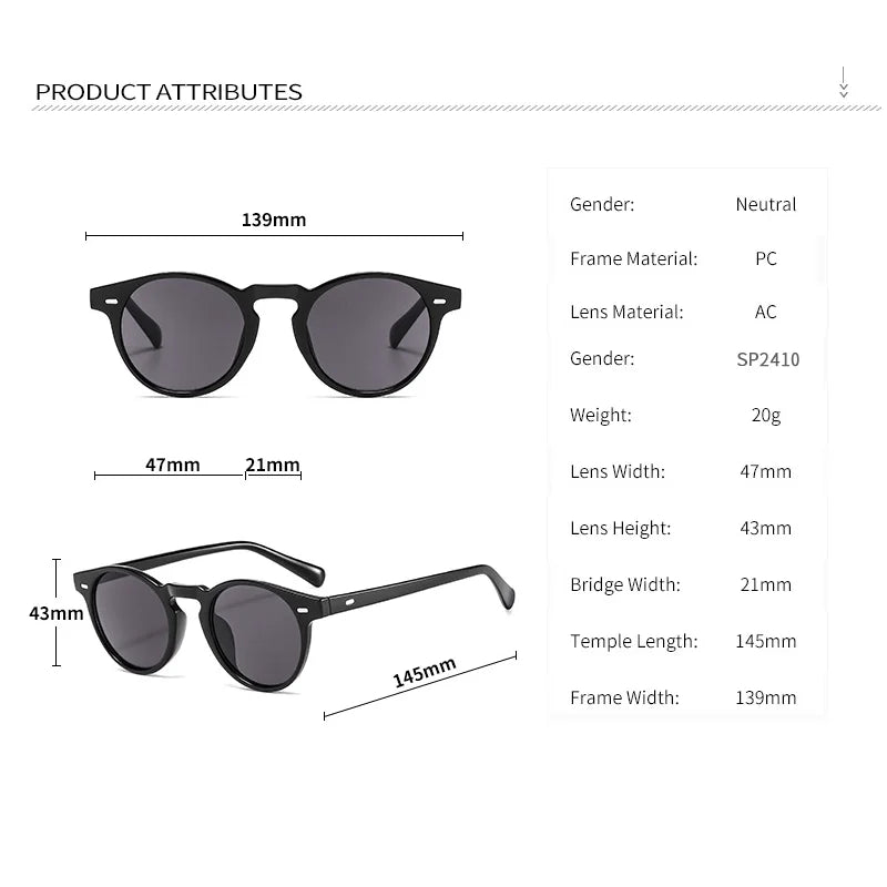 Vintage Round Sunglasses Men Women Brand Designer Fashion