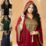 African Dubai Muslim Dress Women Hooded Abaya Knitted