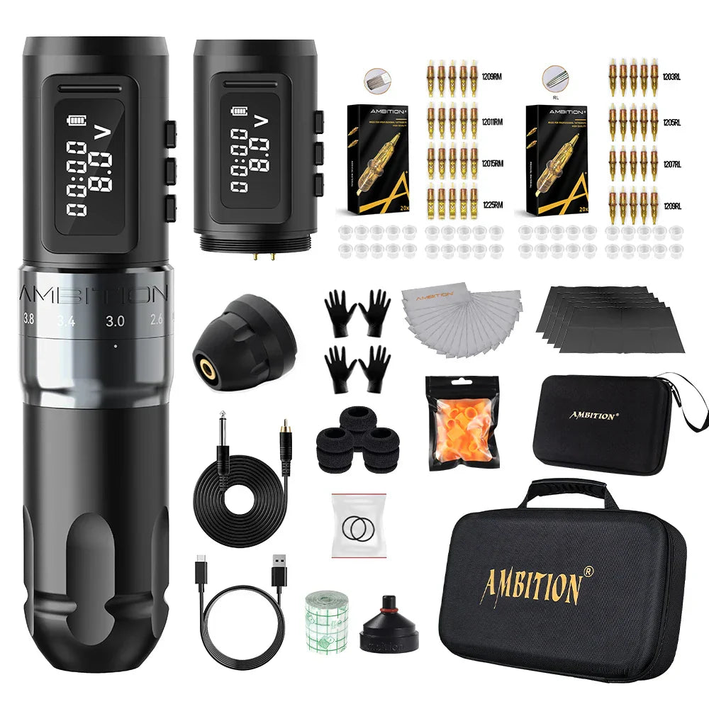 Ambition MARS-U Tattoo Machine Kit Wireless Battery Tattoo