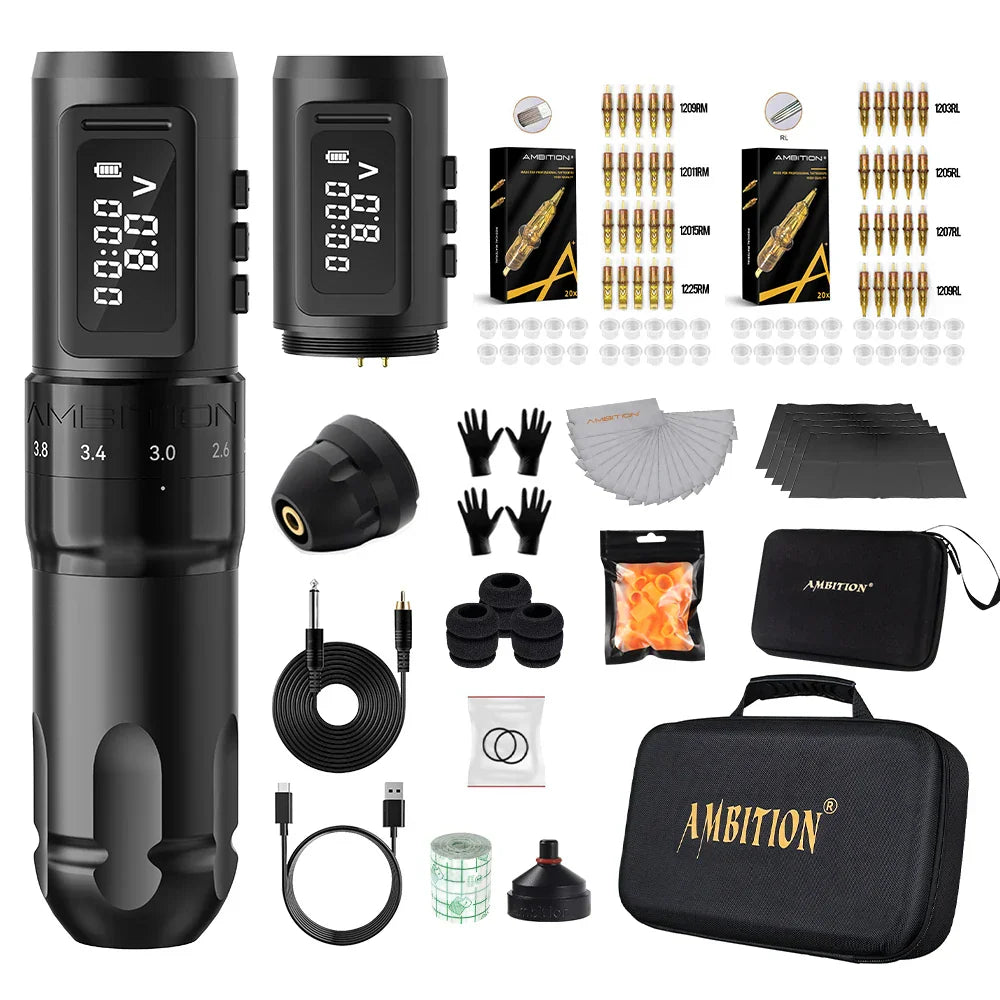 Ambition MARS-U Tattoo Machine Kit Wireless Battery Tattoo