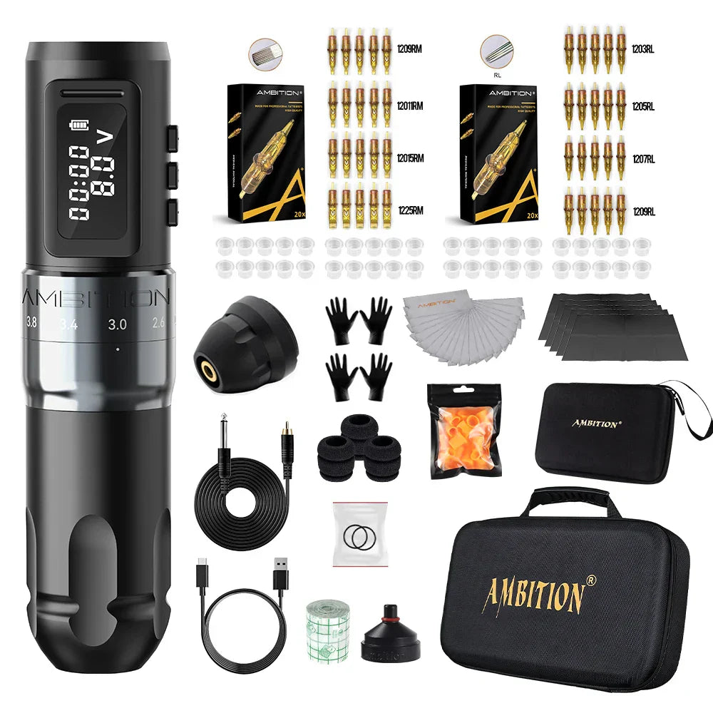 Ambition MARS-U Tattoo Machine Kit Wireless Battery Tattoo