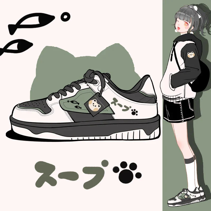 Amy & Michael Cute Anime Colorblock Sneakers