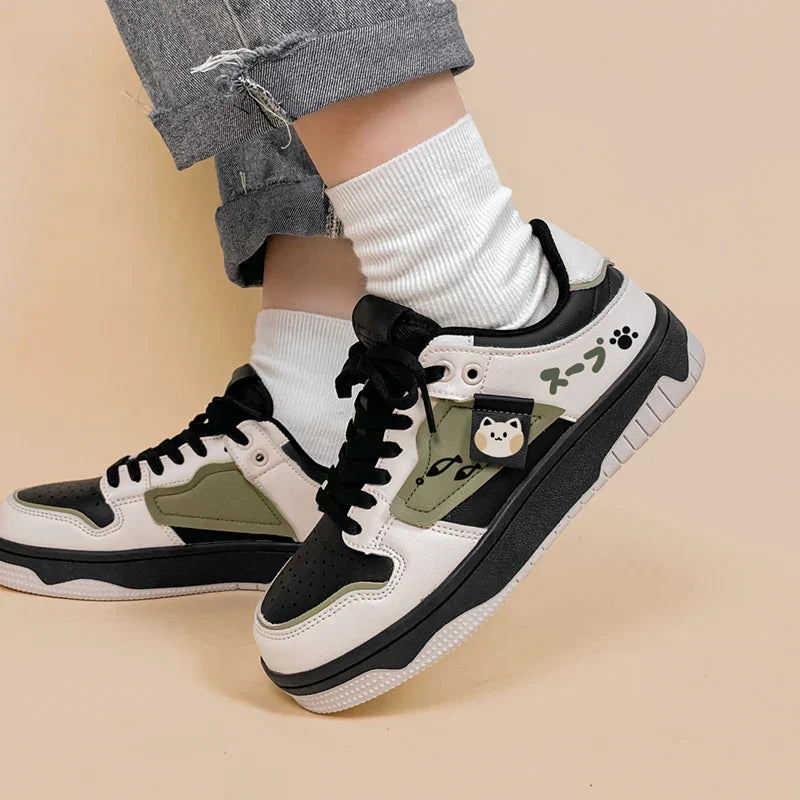 Amy & Michael Cute Anime Colorblock Sneakers