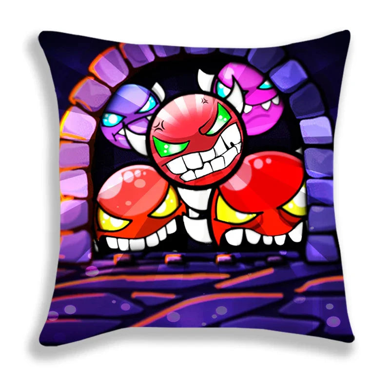 Angry Geometry Dash Print Pillow Case Cartoon Cushion