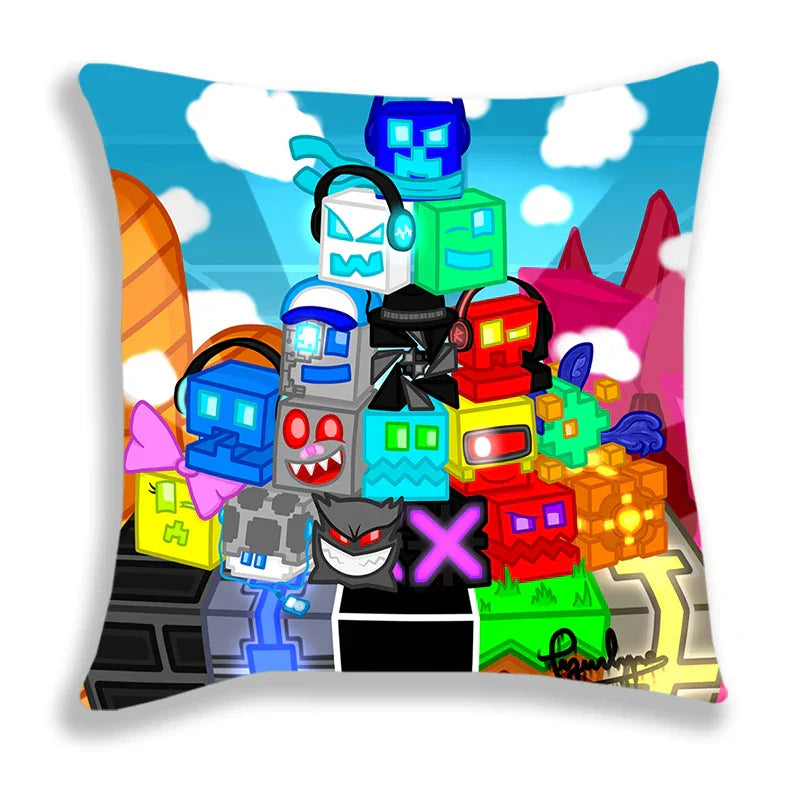 Angry Geometry Dash Print Pillow Case Cartoon Cushion