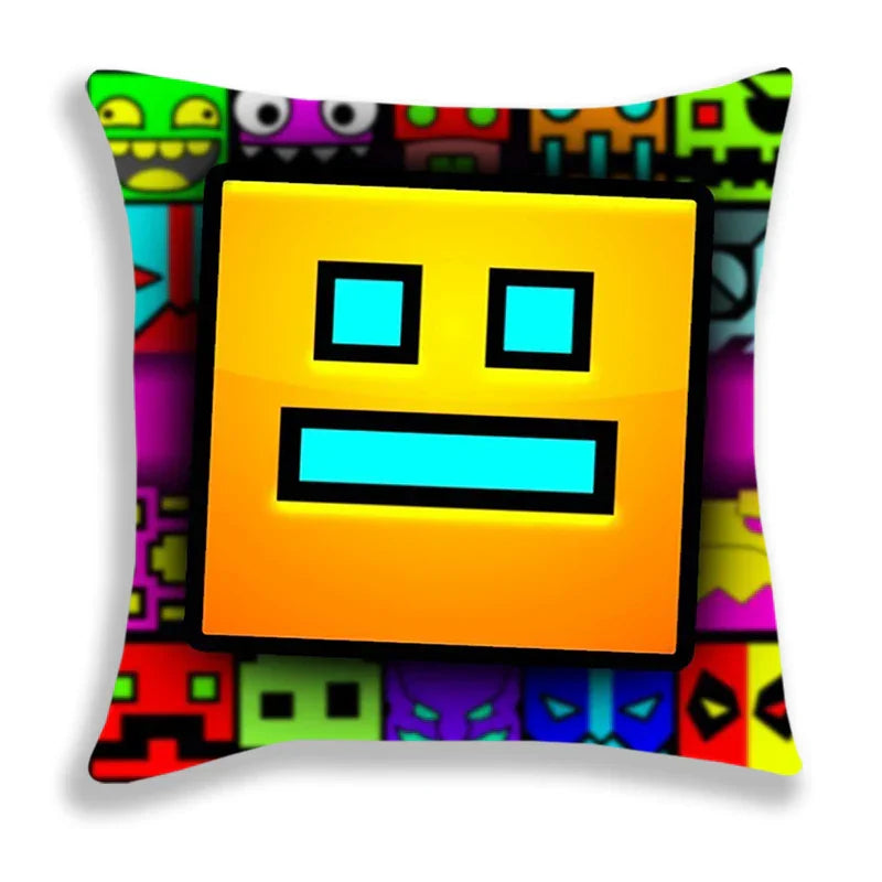 Angry Geometry Dash Print Pillow Case Cartoon Cushion