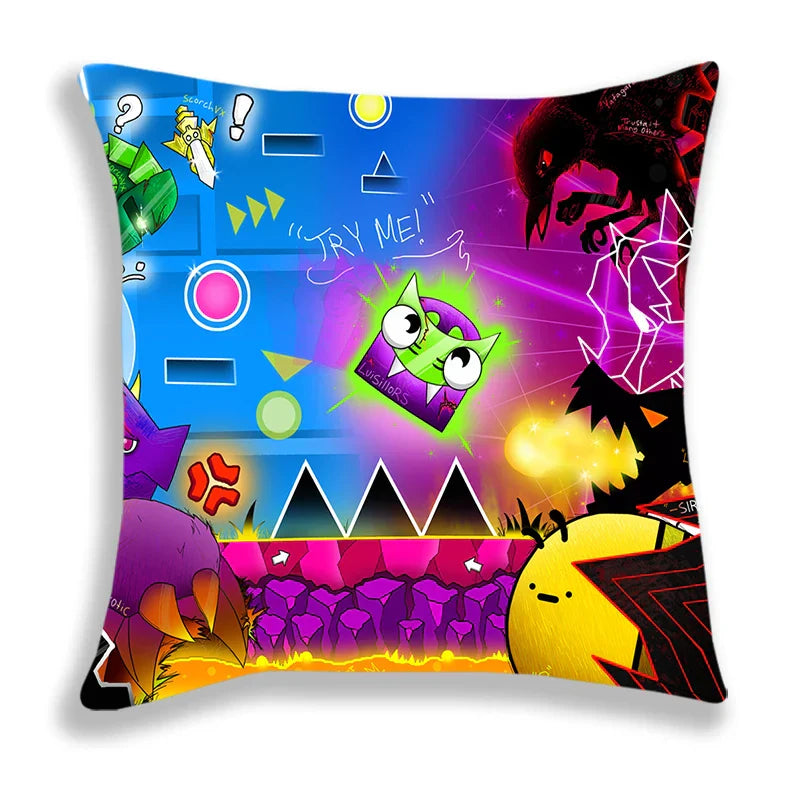 Angry Geometry Dash Print Pillow Case Cartoon Cushion