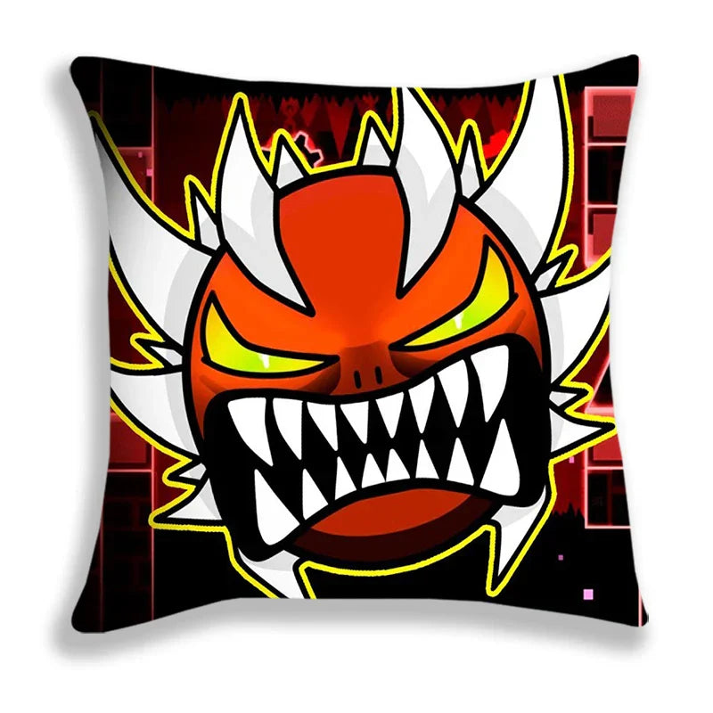 Angry Geometry Dash Print Pillow Case Cartoon Cushion