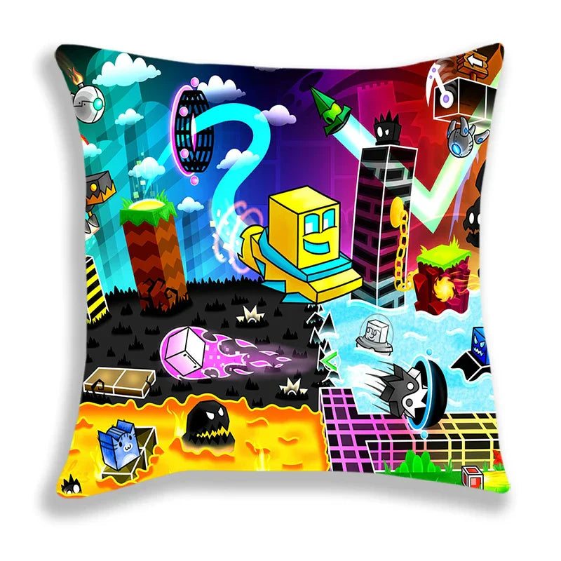 Angry Geometry Dash Print Pillow Case Cartoon Cushion