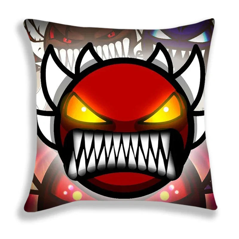 Angry Geometry Dash Print Pillow Case Cartoon Cushion