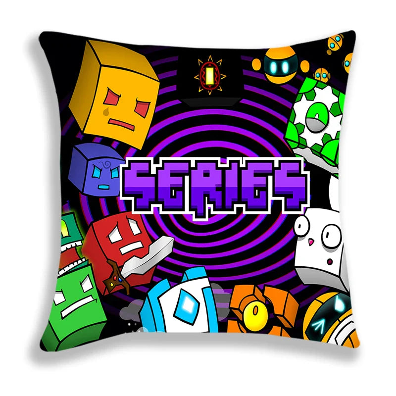 Angry Geometry Dash Print Pillow Case Cartoon Cushion