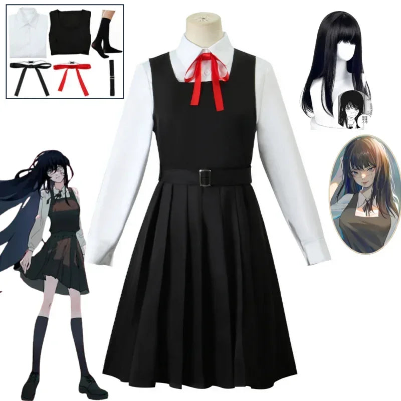 Anime Gaun Kostum Chainsaw Man Cosplay Mitaka Asa