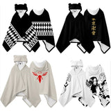 Anime Tokyo Revengers Cosplay Pajamas Black White Cloak