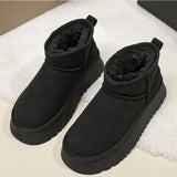 Ankle Flats Platform Women Snow Boots Suede Plush