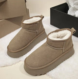 Ankle Flats Platform Women Snow Boots Suede Plush