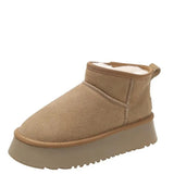 Ankle Flats Platform Women Snow Boots Suede Plush