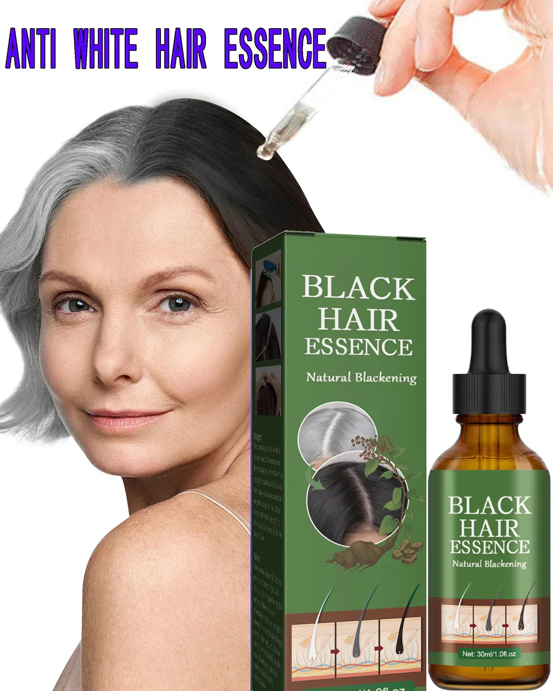 Anti Gray Hair Essence Hair Blackening Serum White