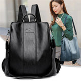 Antitheft leather backpack women vintage shoulder bag ladies