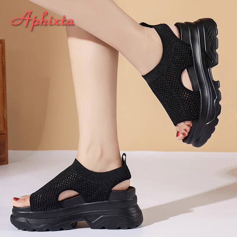 Aphixta 8cm Platform Wedge Sandals for Women