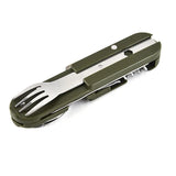 Army Green Folding Cutlery Stainless Steel Portable Camping