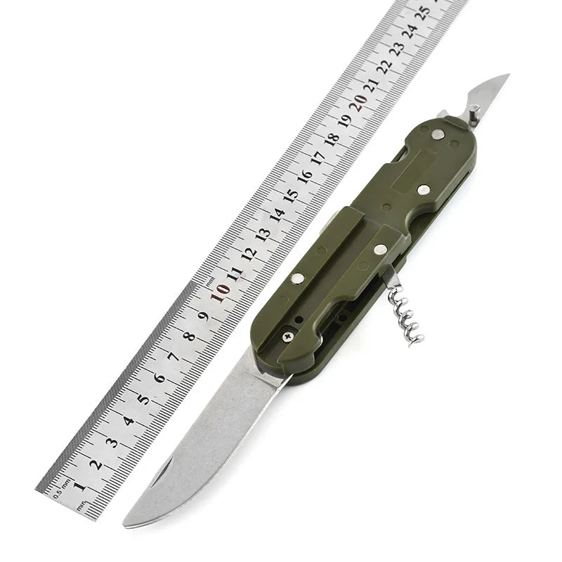 Army Green Folding Cutlery Stainless Steel Portable Camping