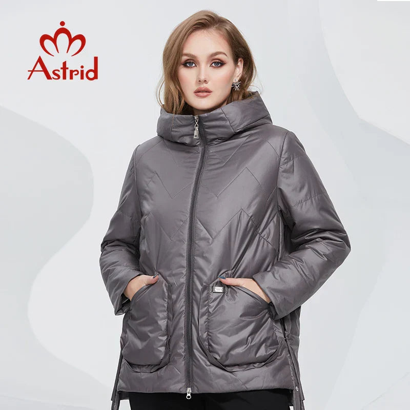 Astrid 2022 Spring Women Parkas Oversize Short Grey