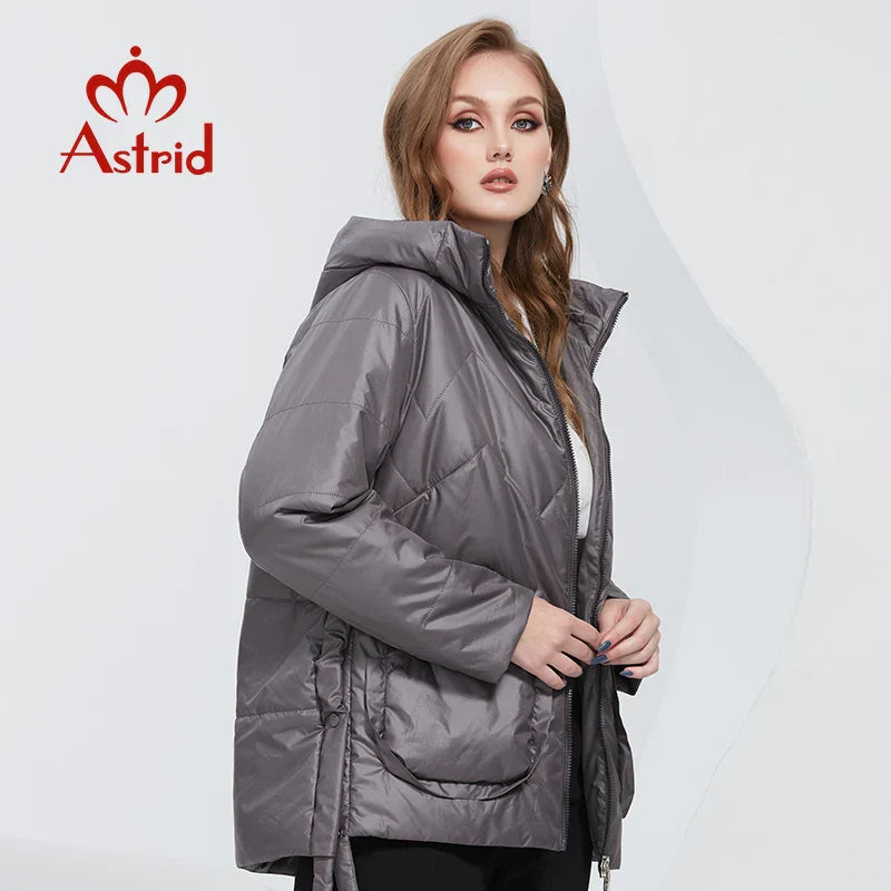 Astrid 2022 Spring Women Parkas Oversize Short Grey