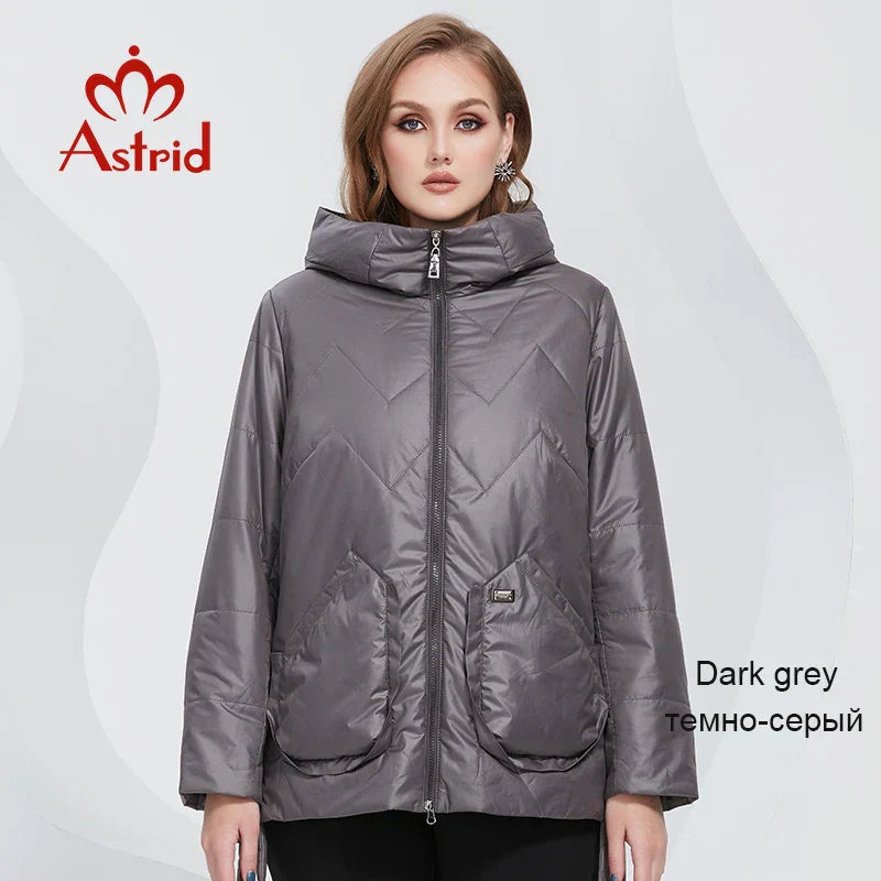 Astrid 2022 Spring Women Parkas Oversize Short Grey