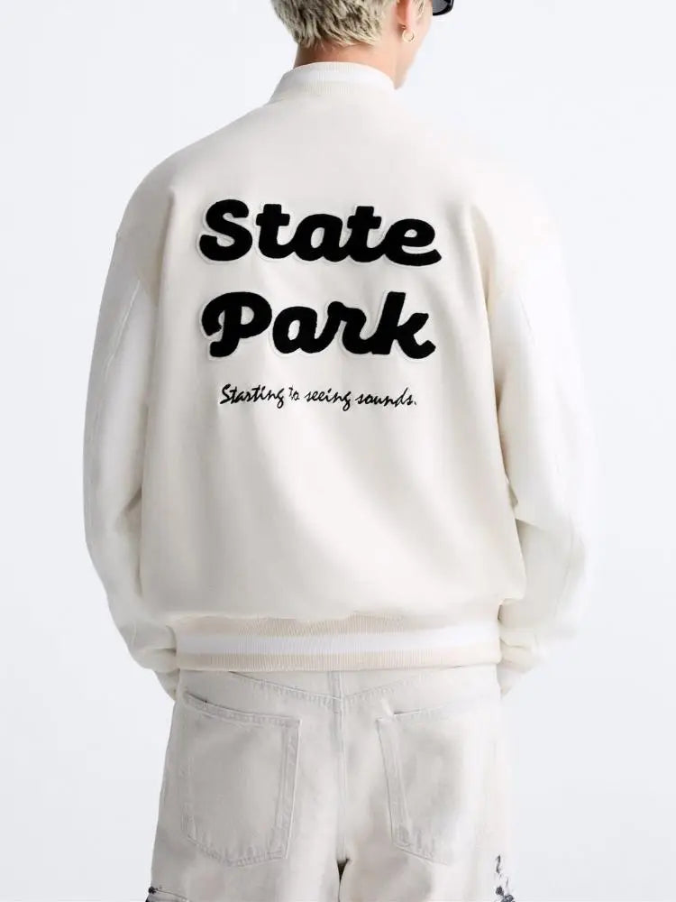 Autumn Suede Baseball Jacket Solid Color Towel Embroidered