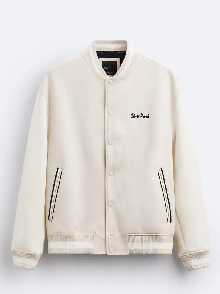 Autumn Suede Baseball Jacket Solid Color Towel Embroidered