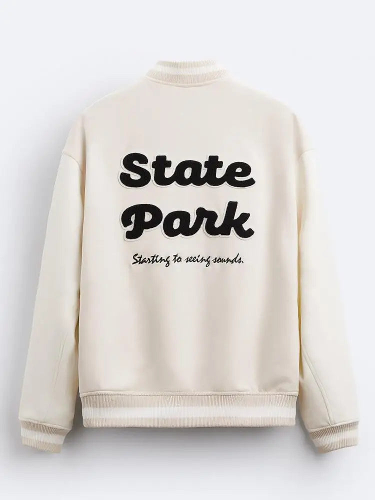 Autumn Suede Baseball Jacket Solid Color Towel Embroidered