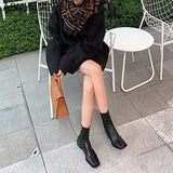 Autumn Winter Square Toe British Midheel Ankle Boots