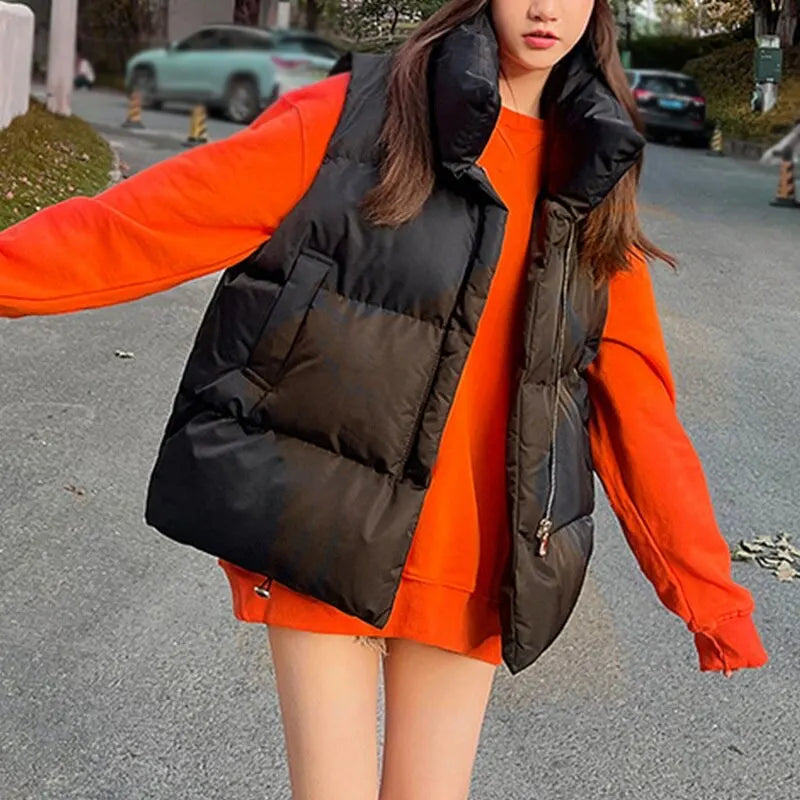 Autumn Winter Y2K Vest Women Thick Warm Down