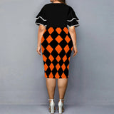 Autumn Women Trend Printing Plaid X-shaped Plus Size