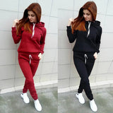 Autumn Women's Fleece Tracksuit 2 Pieces Set Pullover