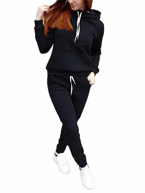 Autumn Women's Fleece Tracksuit 2 Pieces Set Pullover