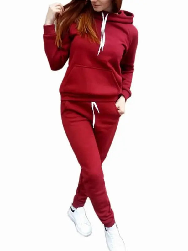 Autumn Women's Fleece Tracksuit 2 Pieces Set Pullover