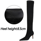 BIGTREE Shoes Suede Sexy OvertheKnee Boots Black Plush