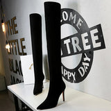 BIGTREE Shoes Suede Sexy OvertheKnee Boots Black Plush