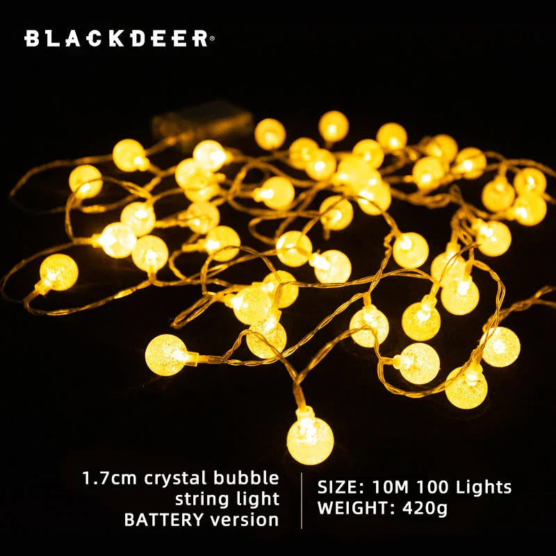 BLACKDEER Solar String Lights Outdoor 100 Led Crystal