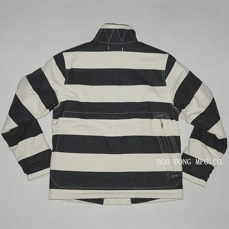 BOB DONG Winter Aviator Motorcycle Prison Striped Jacket