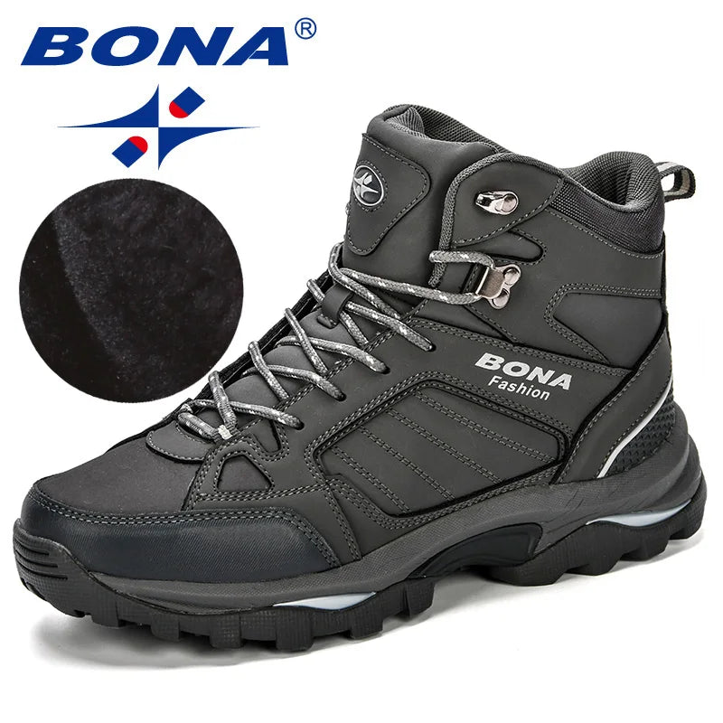 BONA Men Boots AntiSkidding Leather Shoes Men Popular