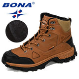 BONA New Designers Leather Hiking Shoes Men Winter