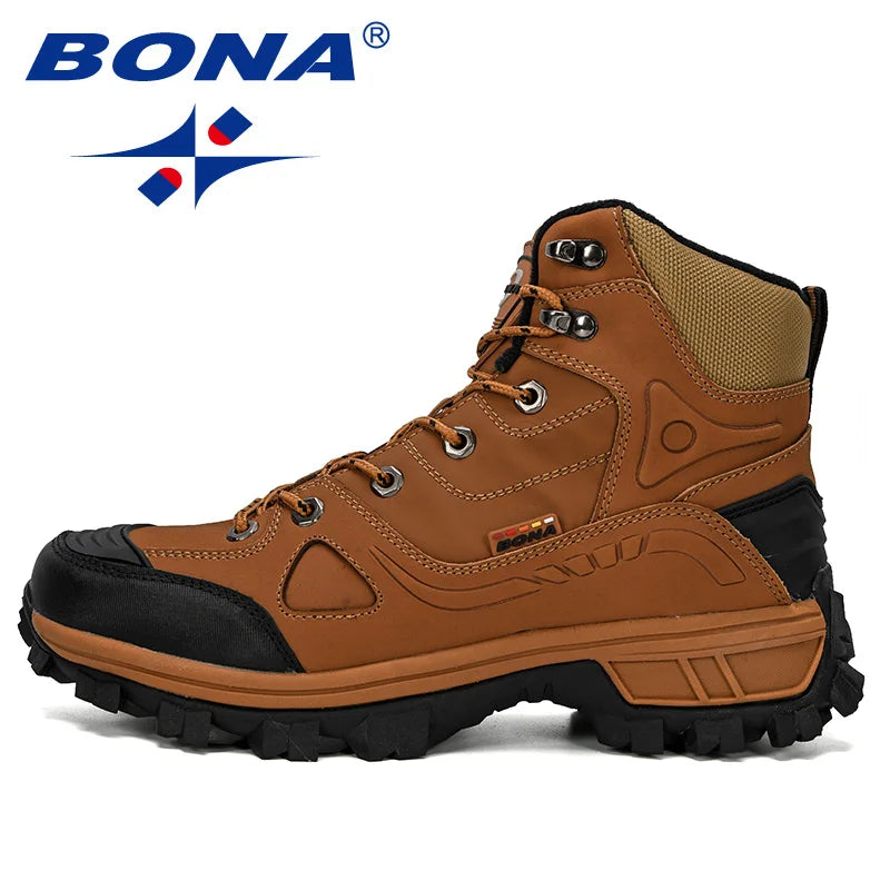 BONA New Designers Leather Hiking Shoes Men Winter