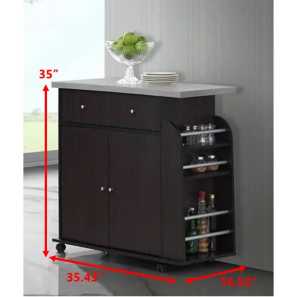 BOUSSAC Kitchen Cart with Spice Rack & Towel Rack, Kitchen Island Table ,Kitchen Cart，Kitchen Islands & Trolleys