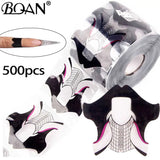 BQAN Leopard French Nail Form Tips Gold Nail