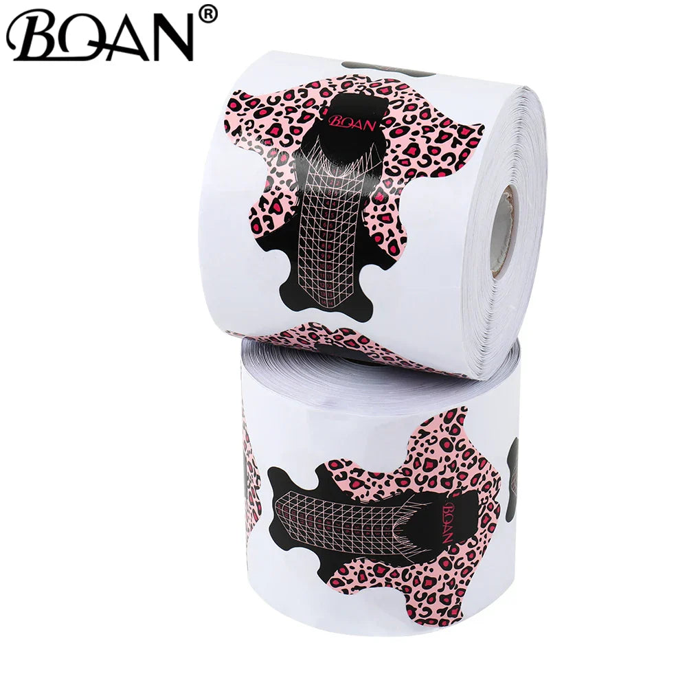 BQAN Leopard French Nail Form Tips Gold Nail