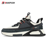 Baasploa Men Casual Waterproof Running Shoes Fashion Leather Skateboard Shoes Non-slip Wear-resistant Male Sport Shoes New